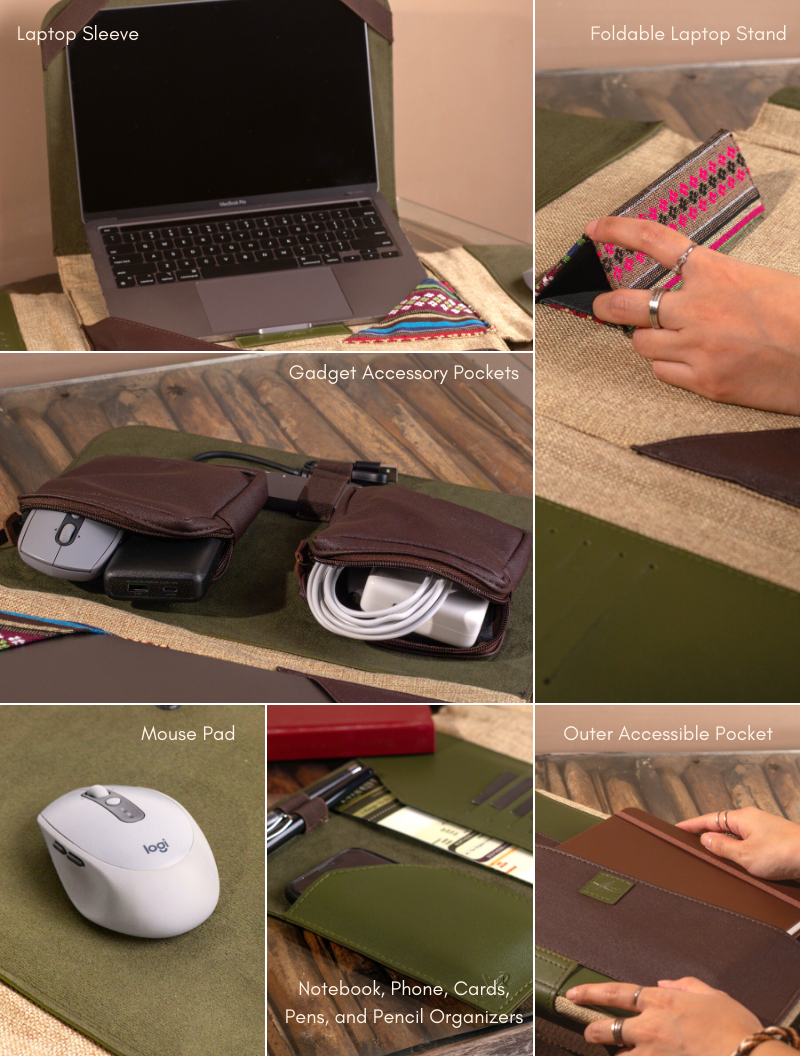 La Mesita Vegan Leather Portable Workspace in Leaf